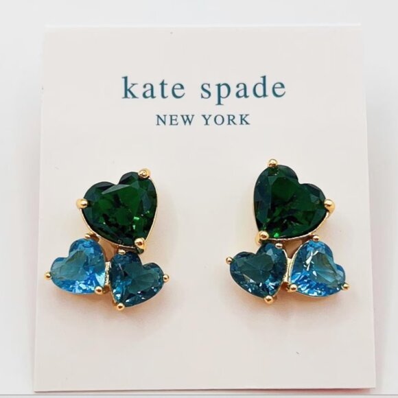 kate spade Jewelry - Kate Spade blue heart crystals earrings NWT